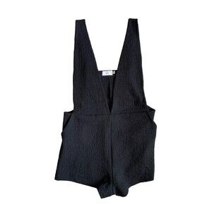 Onia Womens Crinkle Gauze Romper Swim Cover Up Size L Black Overalls‎ Minimalist